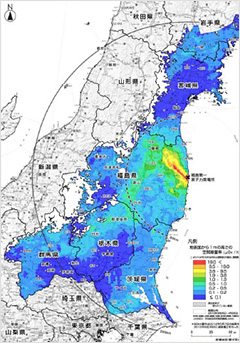 空間線量率・セシウム沈着量のマップを公表