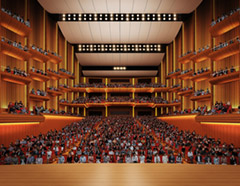 スレッジ型バルコニーの音楽ホール